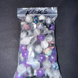 Mixed Purple & Silver Decorative Marbles - 100pcs